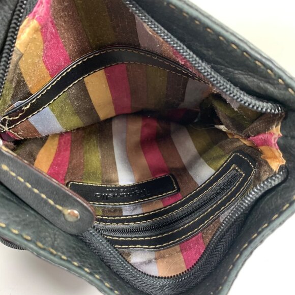 TIGNANELLO Vintage Black Leather Buckle Front Crossbody Travel Everyday Bag - Picture 4 of 9